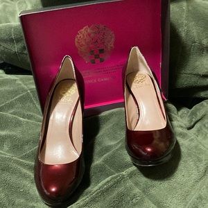 Ruby red patent VINCE CAMUTO heels (4”).